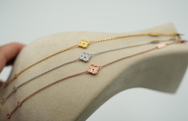Hammered 1 Motif Clover Bracelet Sweet 10mm