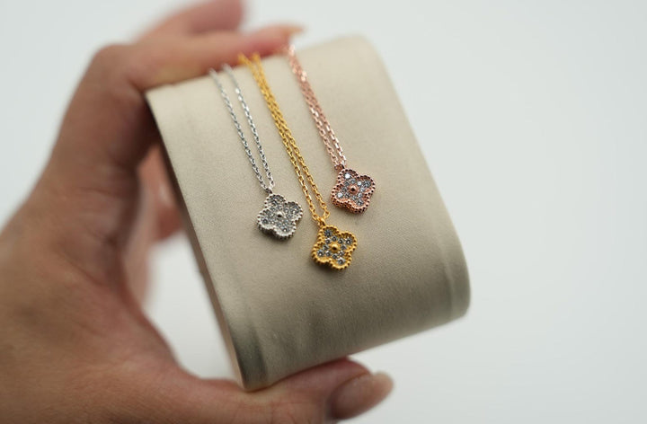 Sweet 10 mm Clover Necklace 1 Motif CZ Gold/White Gold/Rose Gold