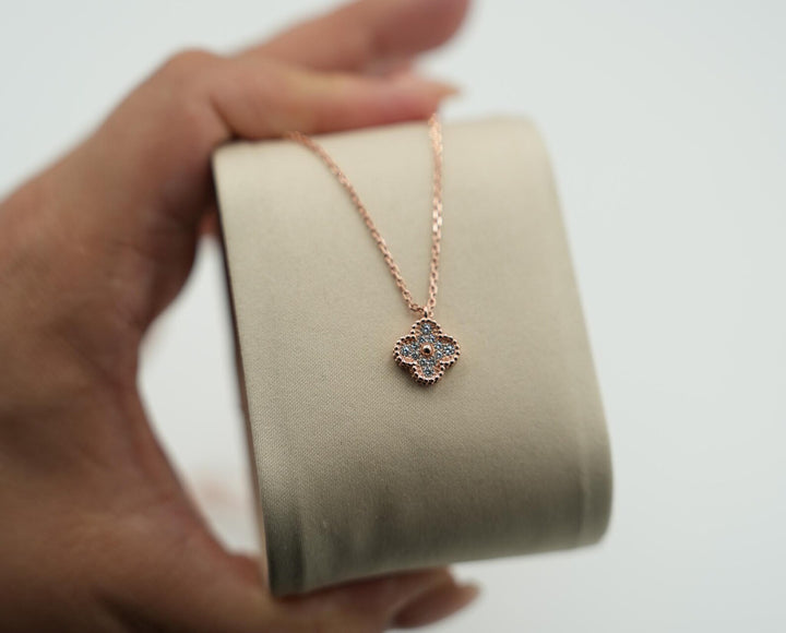Sweet 10 mm Clover Necklace CZ Rose Gold