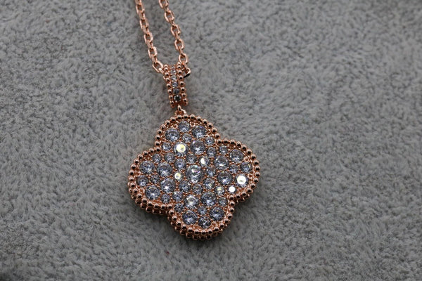 25mm CZ Magic Clover Rose Gold Necklace