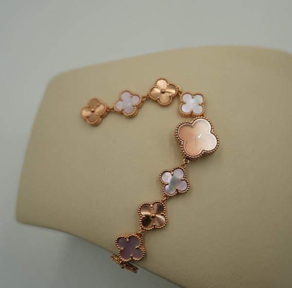 Pink Mother of Pearl & Guillioche Clover Watch