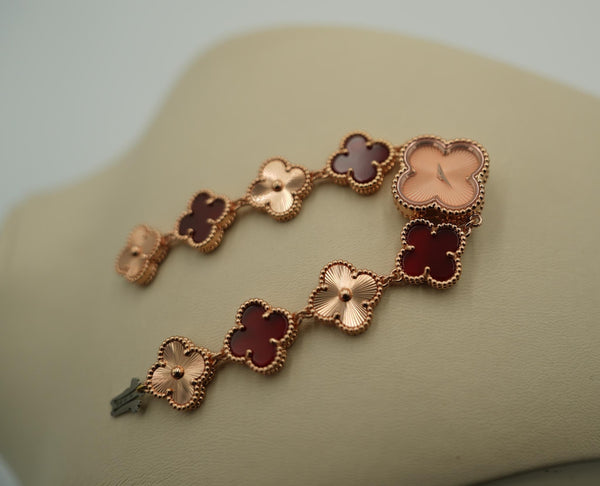 Carnelian & Guillioche Clover Bracelet Watch