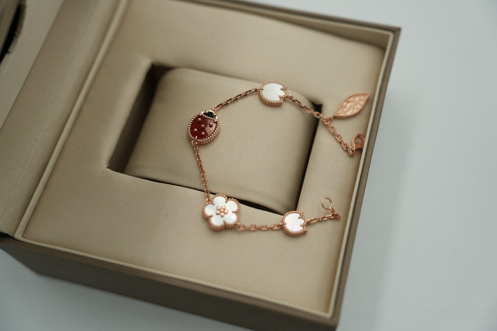 Lucky Spring Blossom Ladybug Medley Bracelet.