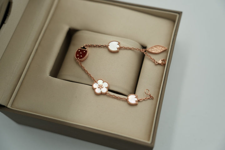 Lucky Spring Blossom Ladybug Medley Bracelet.