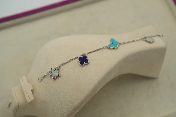 Turquoise Butterfly Heart Clover Bracelet 4-Leaf Bracelet 15mm Bijou Era Store