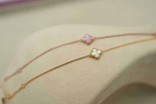 Sweet 10mm Pink Mother of pearl one motif bracelet 18k gold Bijou Era Store