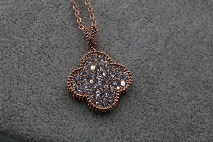 CZ Magic size 25 mm one motif necklace 925 silver 18k rose gold plated 90 cm Bijou Era Store