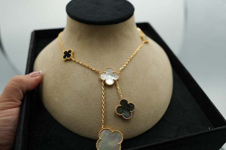 Assorted Mother of Pearl 5 Motif Necklace 18K Gold Bijou Era Store