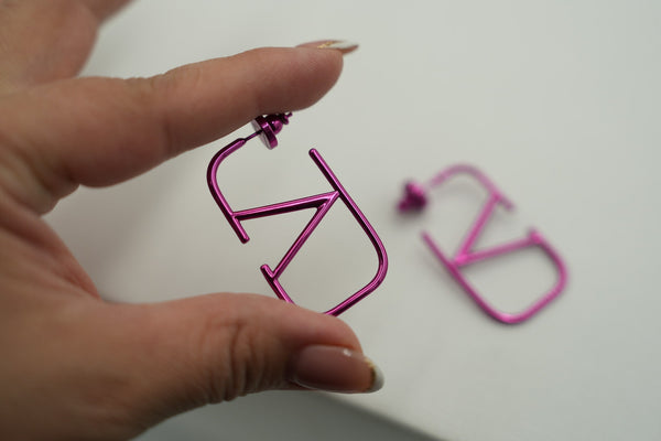 Fuchsia V Square Hoop Earrings Bijou Era Store