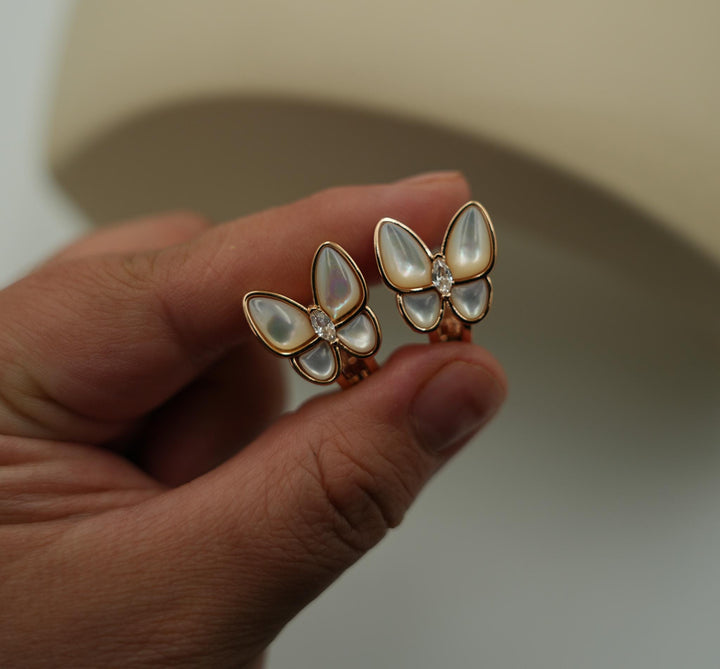Opal Two Butterfly CZ Earrings