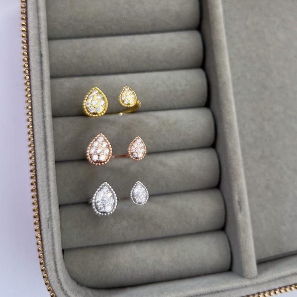 2 Teardrop CZ Open Ring