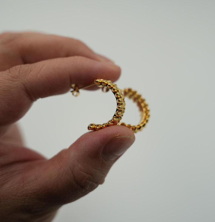 Spiked C Shape Gold Earrings - Clash de Hoop Side View