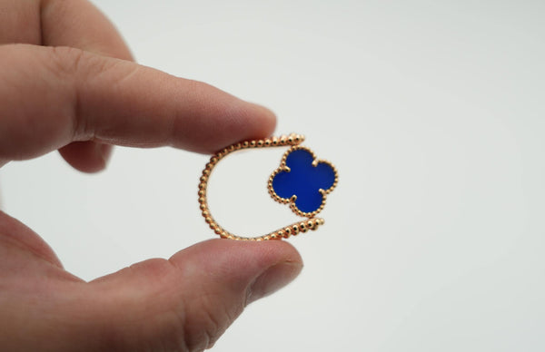 Blue Agate Clover Reversible Ring