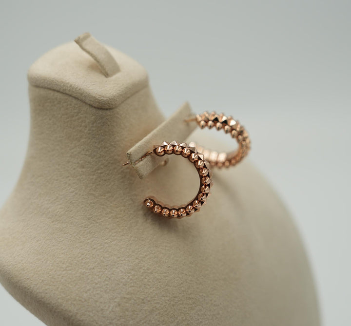 Spiked C Shape Rose Gold Earrings - Clash de Hoop