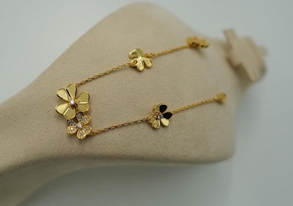 3-Petal Flower Bracelet Gold Bracelet Plain & CZ