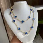 Blue Agate Necklace front view - Bijou Era