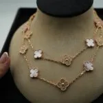 Pink MOP Necklace front view - Bijou Era