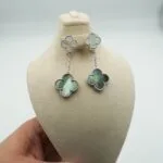 Gray MOP Earrings front view - Bijou Era